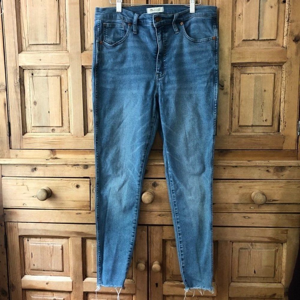 Madewell 10" High-Rise Skinny Jeans Raw Hem Medium Wash Blue Womens Size‎ 31